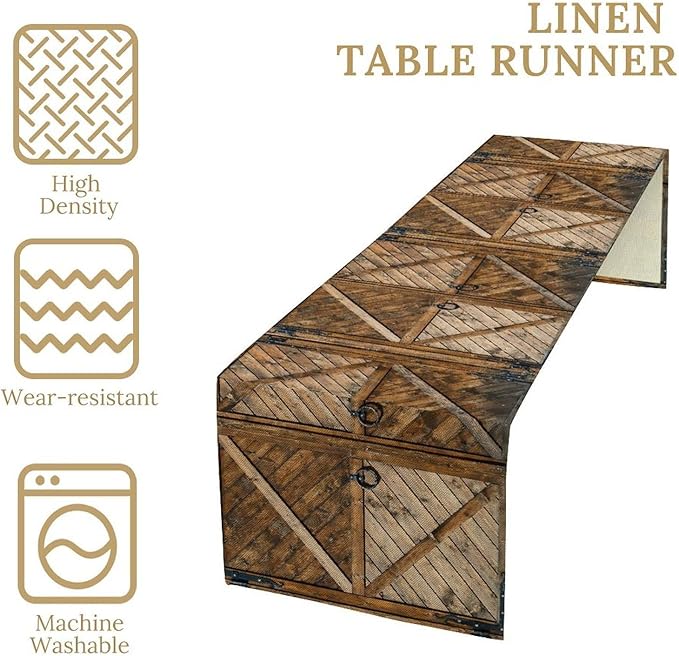 Rustic Barn Door Table Runner Retro Old Wooden Farmhouse Western Country - Image 7