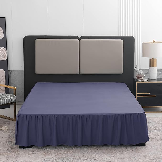 Navy Blue Bed Skirt Twin Size Ruffled Bed Skirt by TSUTOMI