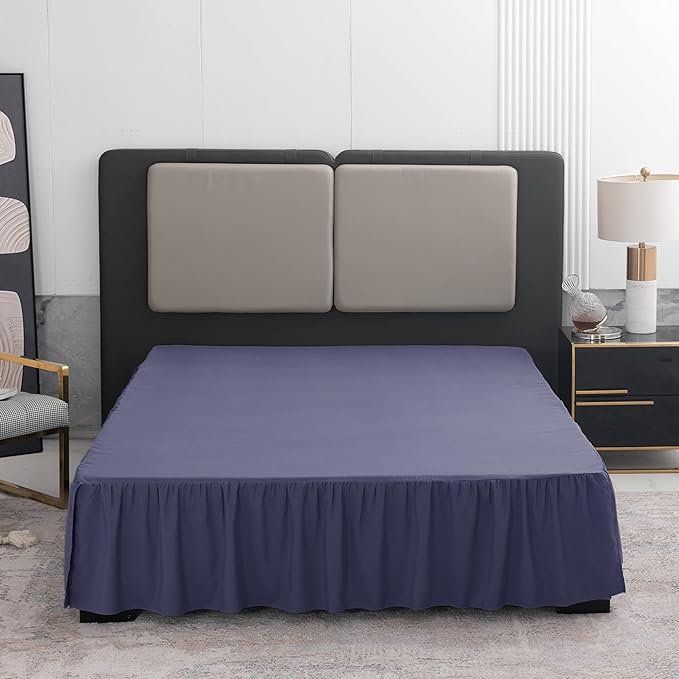 Navy Blue Bed Skirt King Size Ruffled Bed Skirt by TSUTOMI