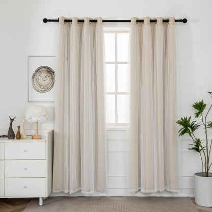 inlinas blackout curtains with sheer overlay, beige, 52x84 shown in use
