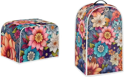 Boho Bright Blossom Flower Pattern Appliance Covers Set Washable Kitchen by Pointodoor