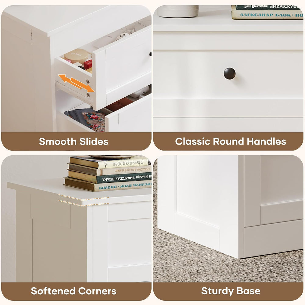 wanan Nightstands Set of 2 with Hidden Drawer, White