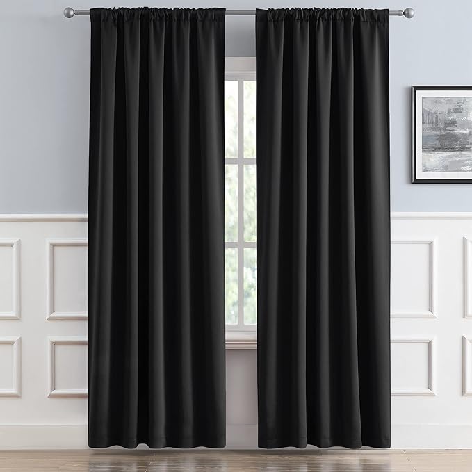 DUALIFE Black Out Curtain Panels Tab Back and Rod Pocket, Sundproof Thermal - Image 2