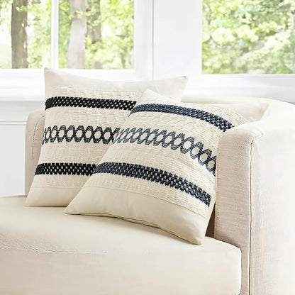 MIULEE Set of 2 Black Boho Decorative Pillow Covers 18x18 Inch Farmhouse Rustic - Image 7