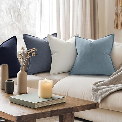ZWJD Throw Blue Pillow Covers 16x16 Set of 2 Chenille Pillow Covers - Image 3