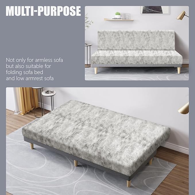 molasofa Leather Like Stretch Futon Slipcover Armless Futon Bed Sofa Cover - Image 5
