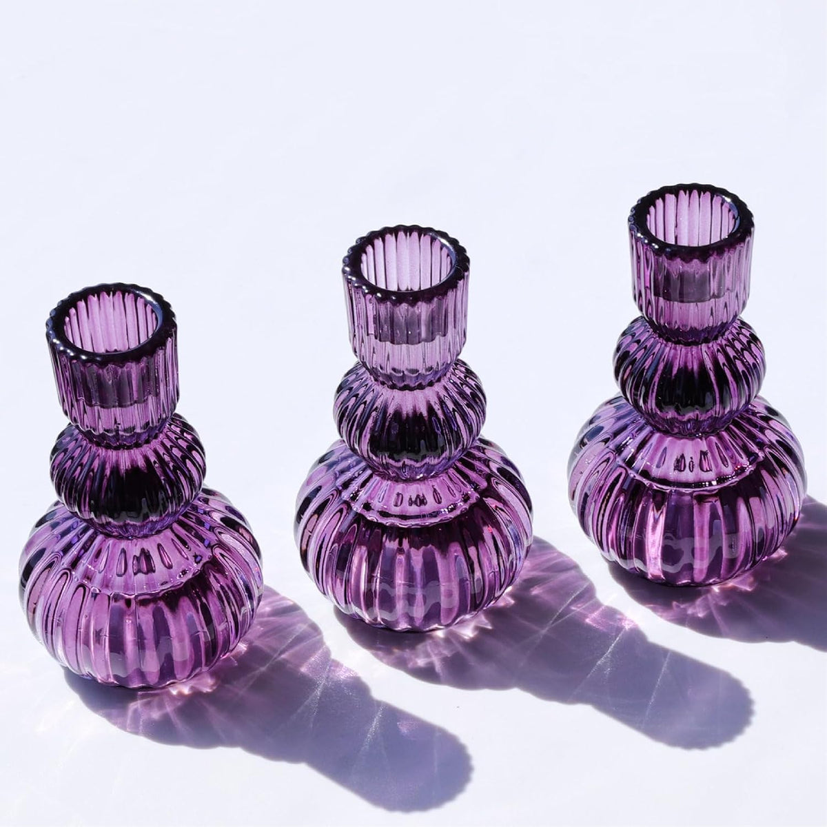 Woho Set of 6 Purple Taper Candle Holders 4.3" H for Halloween Decorations