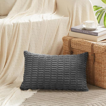 Fancy Homi 4 Packs Dark Grey Decorative Throw Pillow Covers 16x24 Inch - Image 2