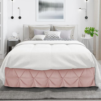 Nestl Blush Pink Bed Skirt Twin Size, Pinch Pleat Twin Bed Skirt, Hotel Quality - Image 2