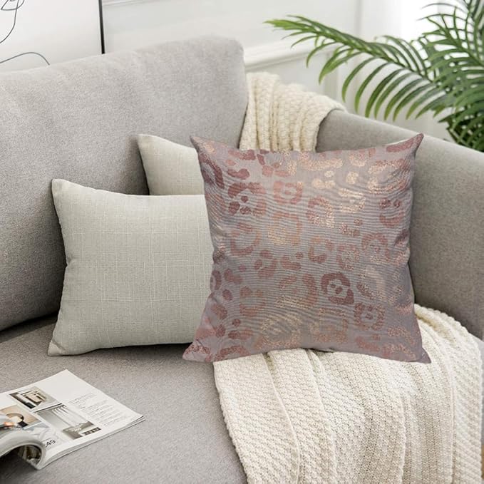 TKS MITLAN Leopard Skin Pillow Covers 18 x 18 Inch Rose Gold of Elegant Texture - Image 5