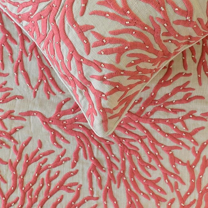 The HomeCentric King/Queen/Twin Coral, Peach & Pink Designer Full 68"x18" Bed - Image 4