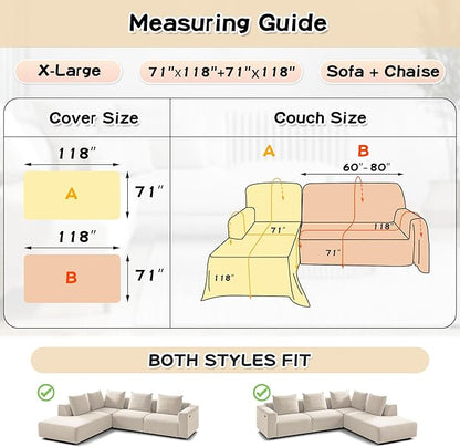MYSKY HOME Couch Cover for Sectional Sofa, 2 Pieces Couch Covers for L Shape - Image 6