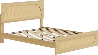 kislot boho rattan bed frame, farmhouse platform, natural, view 9