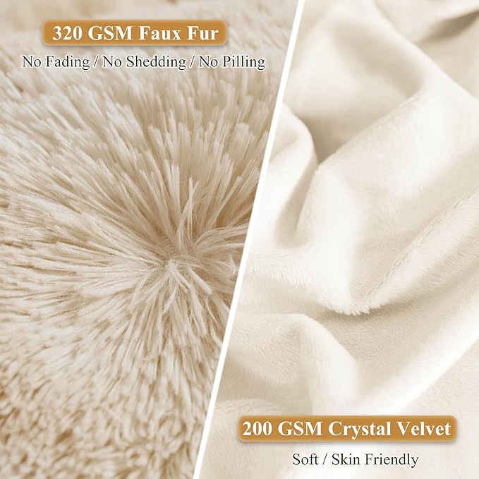 XeGe Tie Dye Faux Fur Fluffy Throw Pillow Cases, Plush Shaggy Soft Furry - Image 4
