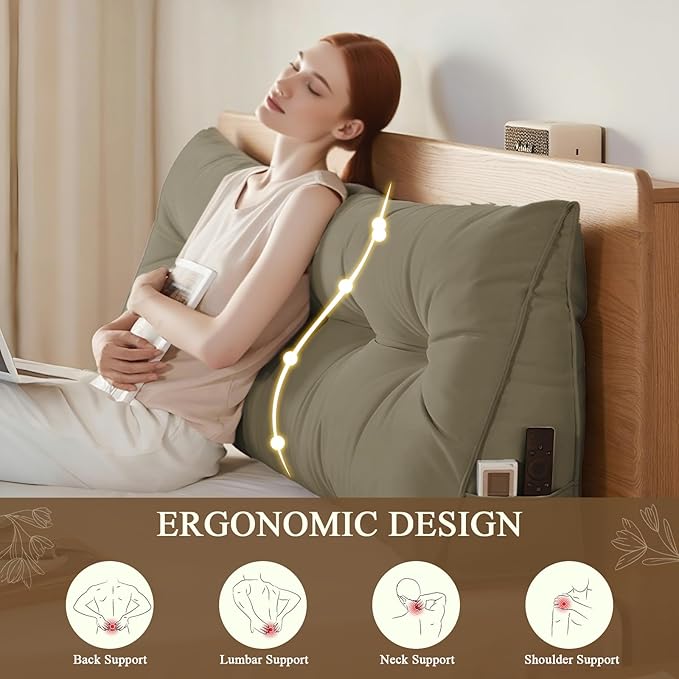 Headboard Pillow King, Large Triangular Wedge Headboard Pillow - Image 2