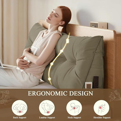Headboard Pillow King, Large Triangular Wedge Headboard Pillow - Image 2