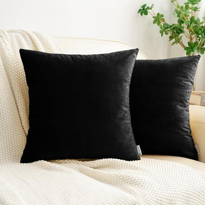HWY 50 Black Velvet Throw Pillow Covers 22x22 Inch by HWY50