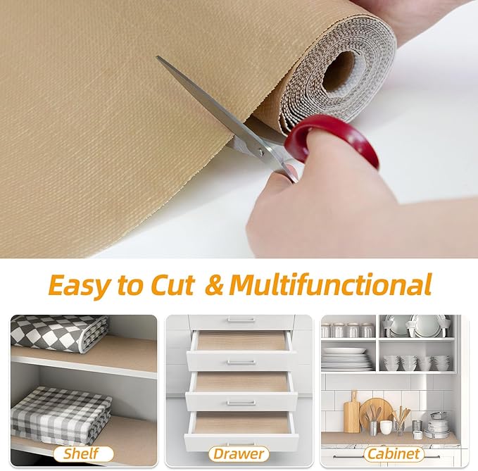 Shelf and Drawer Liner for Kitchen Cabinets Non-Adhesive, Strong Grip Non-Slip - Image 5