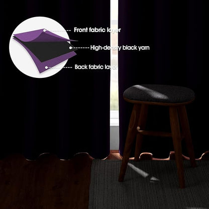 HOMEIDEAS Purple Blackout Curtains 52 X 96 Inch Set of 2 Panels Room Darkening - Image 3