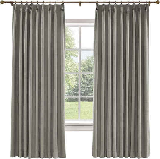 TWOPAGES 150 W x 96 L inch Pinch Pleated Curtain Room Darkening Linen Drapery by TWOPAGES