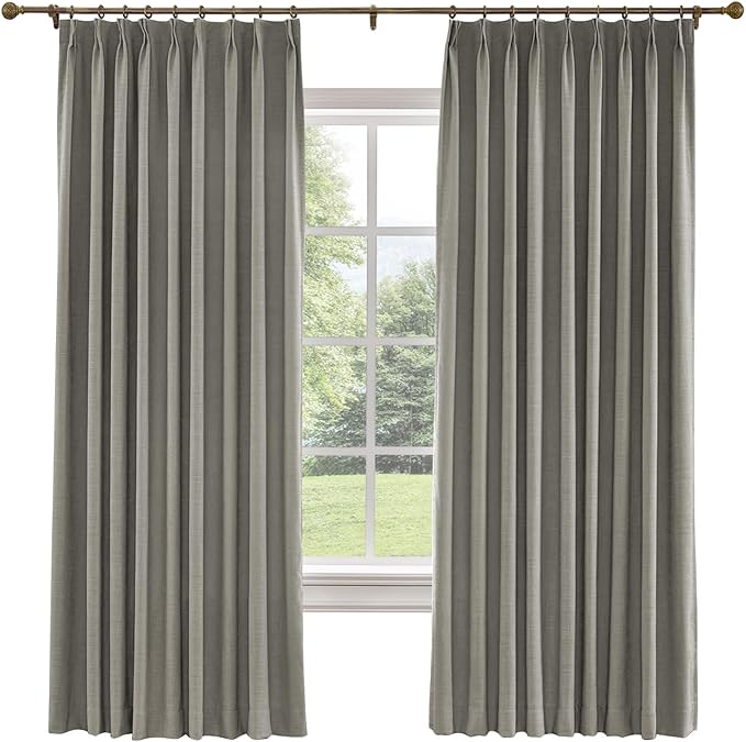 TWOPAGES 52 W x 96 L inch Pinch Pleated Curtain Room Darkening Linen Drapery by TWOPAGES