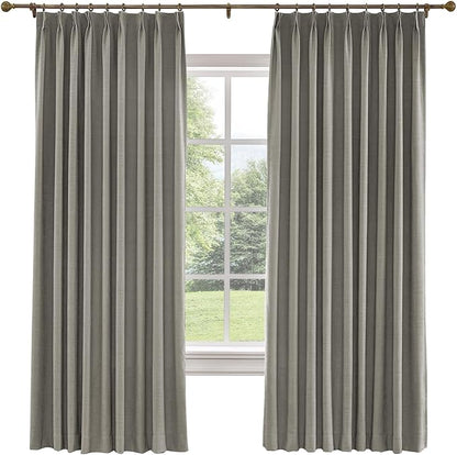 TWOPAGES 36 W x 108 L inch Pinch Pleated Curtain Room Darkening Linen Drapery by TWOPAGES