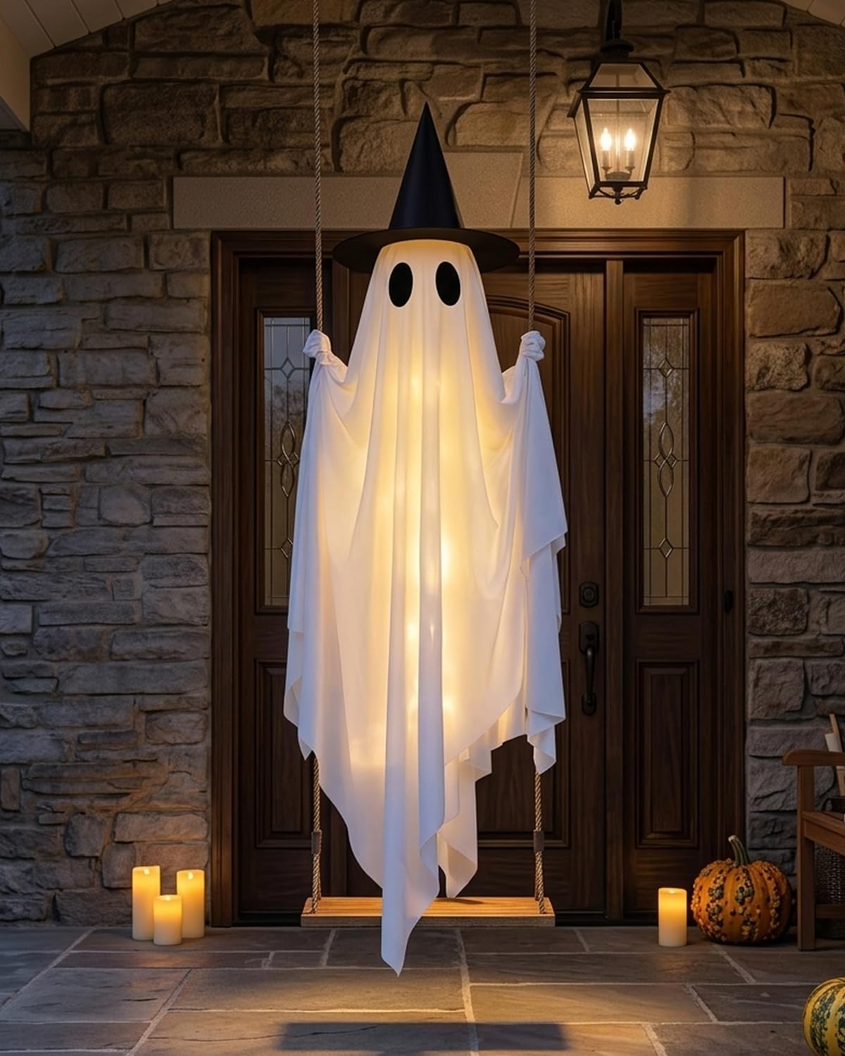5FT Halloween Swinging Ghost Outdoor Decor,Spooky Hanging Ghost Decorations