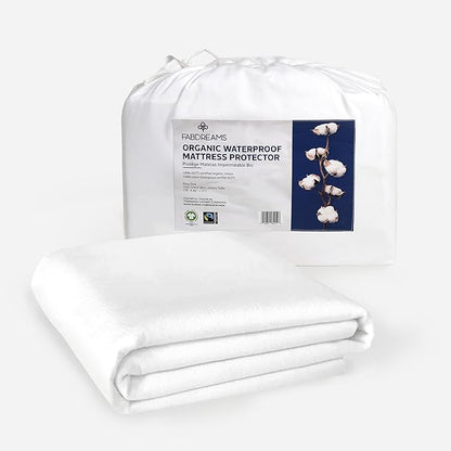 Fabdreams King Organic Cotton Mattress Protector, Waterproof, 78x82+17in by Fabdreams