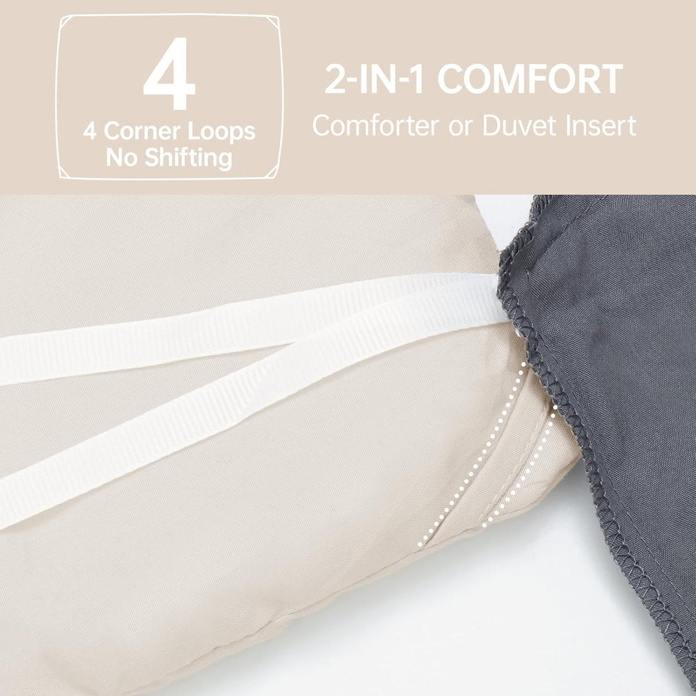 MUXHOMO King Comforter Set, 3-Piece All-Season Bedding, Beige