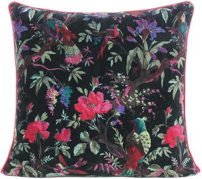 Eyes of India Boho Velvet Bird Print Throw Pillow Cover, Colorful Decorative by EyesofIndia