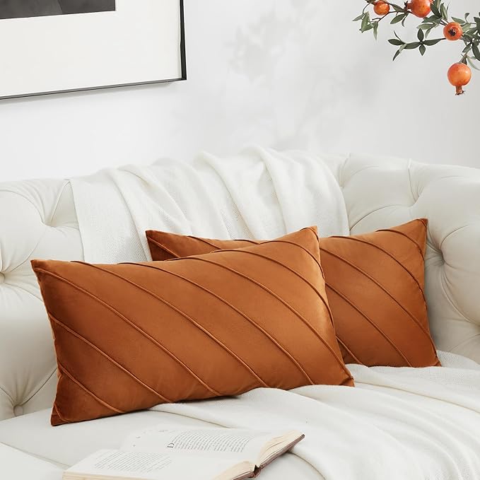 GIGIZAZA Decorative Velvet Pillow Covers 12x20, Living Room Square Cushion by GIGIZAZAFocusingonhomedecoration