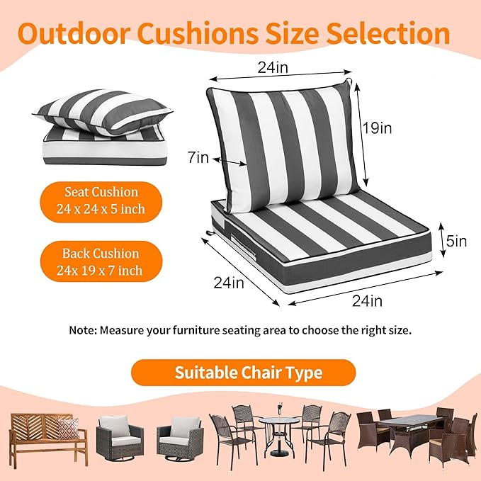 Outdoor Seat Cushions for Patio Furniture, Outdoor Chair Cushions - Image 2