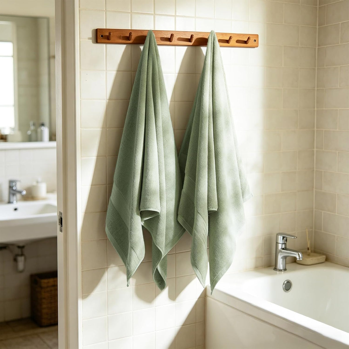 cozyart luxury bath towels 4 pcs, 27x54 650 on a desk or shelf