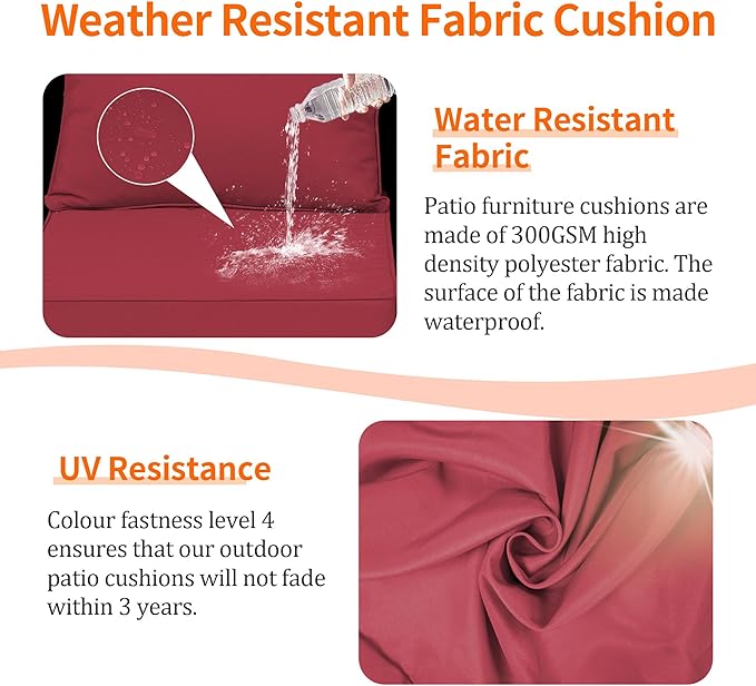 24x24'' Outdoor Chair Cushion Set of 2, UV&Fade Resistant Deep Seat Patio - Image 4