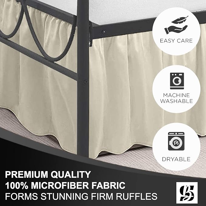 SKY BEDDINGS - Queen Size Ruffled Bed Skirt - 18 Inch Drop Dust Ruffle Bed - Image 6