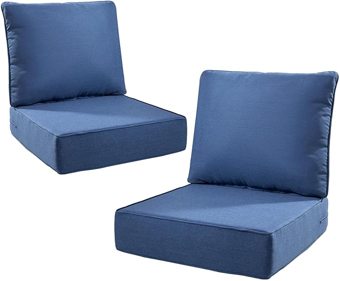 6" Thick Outdoor Cushions 22x24x6, 2-Set Deep Seat Patio Cushions by Pugire