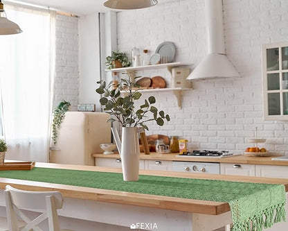 FEXIA Green Table Runner with Tassels - Image 7