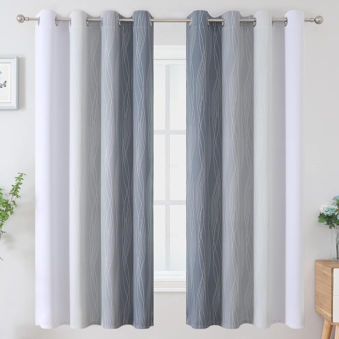 Estelar Textiler Grayish White and Grey Blackout Curtains - Image 2