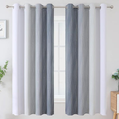 Estelar Textiler Grayish White and Grey Blackout Curtains - Image 2