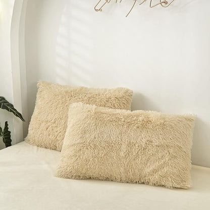 MorroMorn Decorative Pillows Covers, 2 Packs Faux Fur Pillow Cases, Luxury by MorroMorn