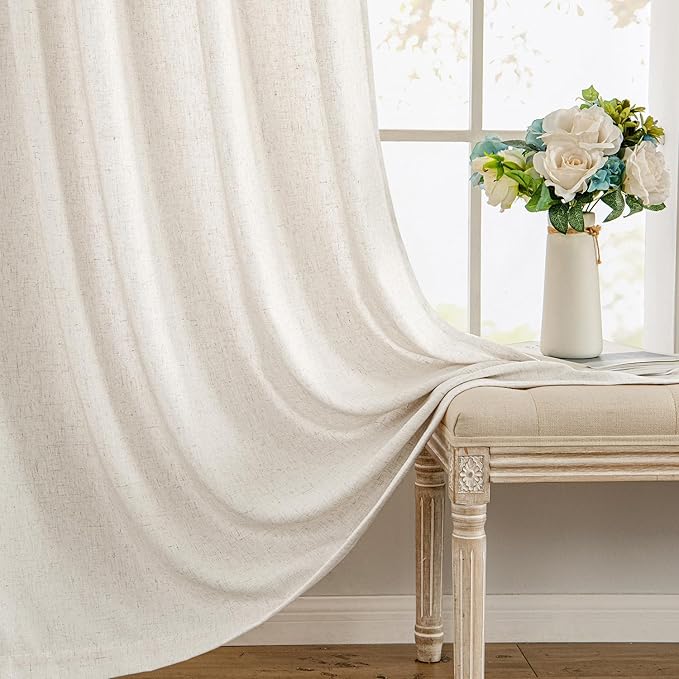 MIULEE Non-See-Through Privacy Linen Curtains 2 Panels, Light Filtering Window - Image 9