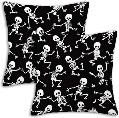Skeleton Throw Pillow Cover 18x18 Set of 2, Halloween Skull Cushion Case by Unknown
