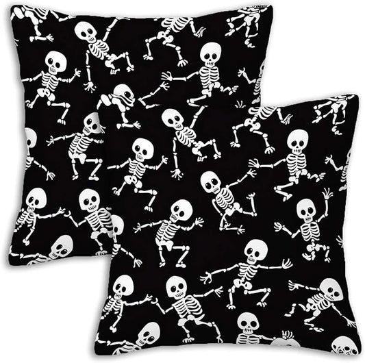 Skeleton Throw Pillow Cover 18x18 Set of 2, Halloween Skull Cushion Case by Unknown