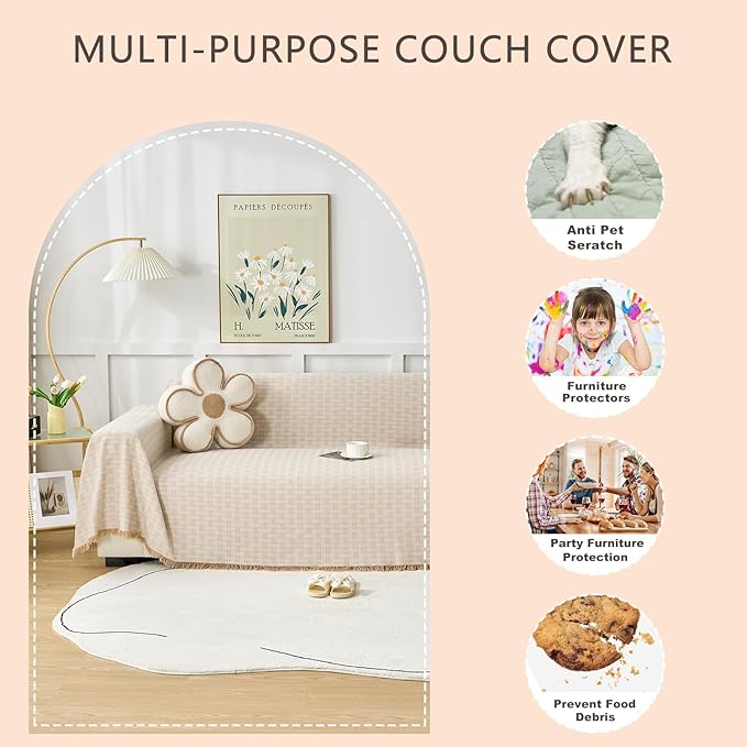 Coffee Couch Cover Blanket Cute Geometrical Jacquard Washable Sofa Cover - Image 6