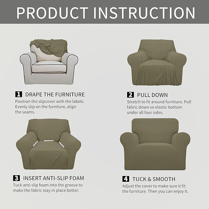 Easy-Going Stretch Oversized Chair Sofa Slipcover 1-Piece Couch Sofa Cover - Image 6