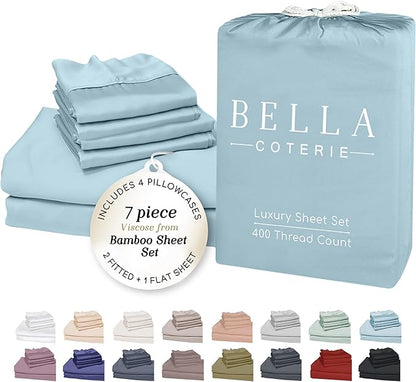 Bella Coterie 7 Piece Luxury Bamboo Viscose Split King Size Sheet Set | 2 by BC