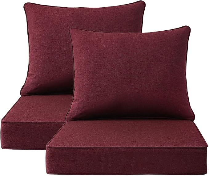 Sunbrella Outdoor Patio Chair Cushions Set, Water-Repellent, Fade Resistant by Unimatta