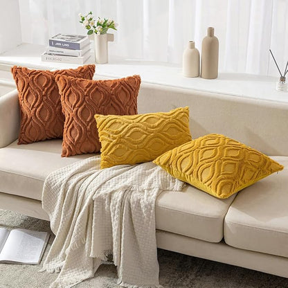 MIULEE Burnt Orange Fall Throw Pillow Covers 20x20 Inch, Soft Plush Faux Wool - Image 4