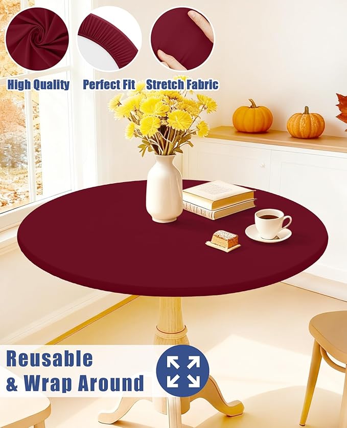 Round Spandex Tablecloth, Elastic Fitted Waterproof Tablecloths - Image 5