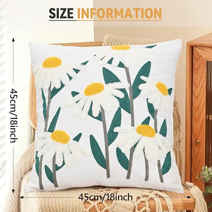 Embroidered Cushion Cover Wild Floral Throw Pillow Cover Jacquard Decorative - Image 6